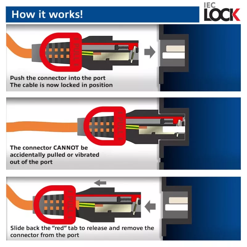 ACT Powercord C14 IEC Lock+ Dual Locking - C15 IEC Lock+ czarny 3 m, PC3876