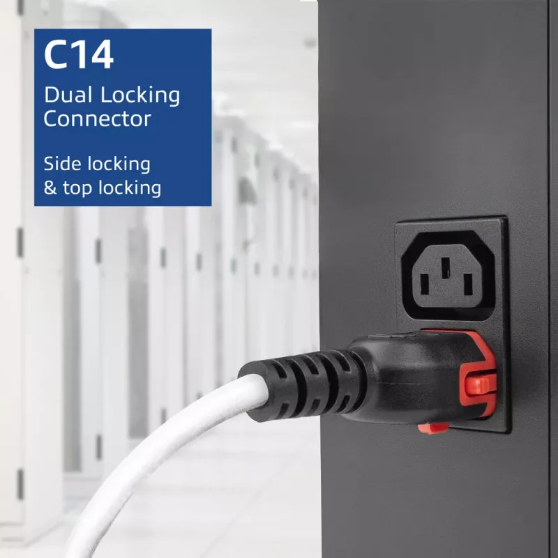 ACT Powercord C14 IEC Lock+ Dual Locking - C15 IEC Lock+ biały 3 m, PC3879