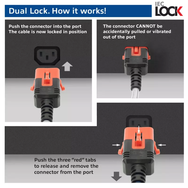 ACT Powercord C14 IEC Lock+ Dual Locking - C15 IEC Lock+ biały 3 m, PC3879