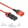 Przewód zasilający ACT C14 IEC Lock+ Dual Locking do C15 IEC Lock+ czerwony, 3 m, 250V 10A
