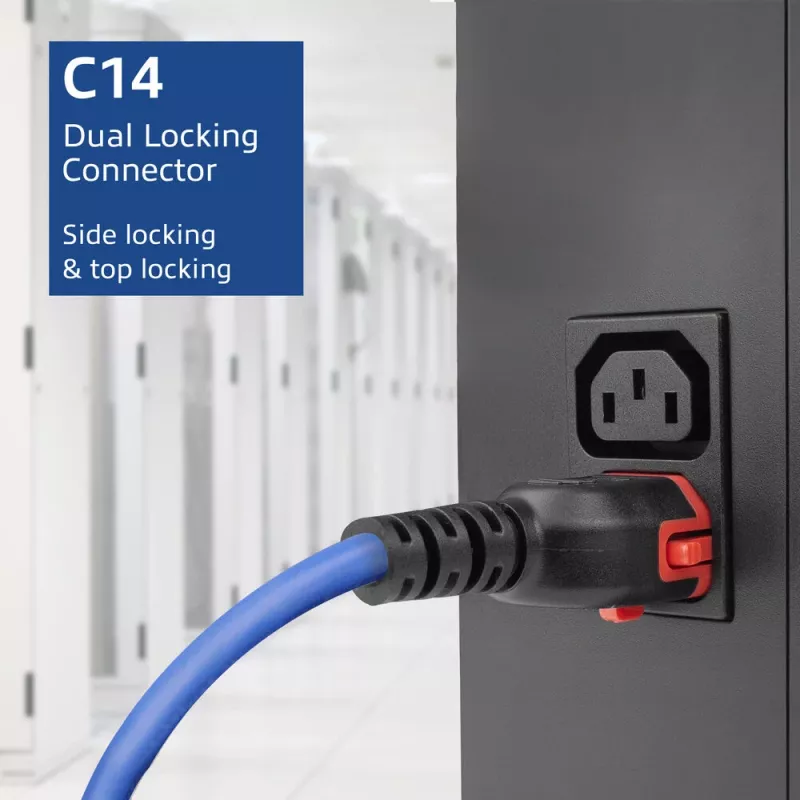ACT Powercord C14 IEC Lock+ Dual Locking - C15 IEC Lock+ niebieski 1 m, PC3870