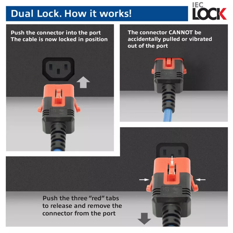 ACT Powercord C14 IEC Lock+ Dual Locking - C15 IEC Lock+ niebieski 1 m, PC3870