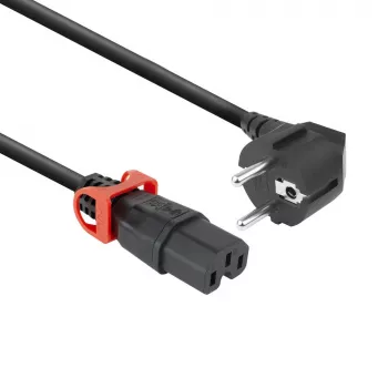 ACT Powercord CEE 7/7 męski (kątowy) - C15 IEC Lock+ czarny 1 m, EL603S