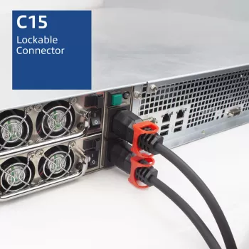 ACT Powercord CEE 7/7 męski (kątowy) - C15 IEC Lock+ czarny 1 m, EL603S