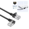 ACT Czarny 1 m U/FTP CAT6A LSZH Slimline kabel krosowy ze złączami RJ45 90° kątowym w lewo do prostego