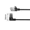 ACT Czarny 1 m U/FTP CAT6A LSZH Slimline kabel krosowy ze złączami RJ45 90° kątowym w lewo do prostego