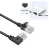 ACT Czarny 0.15 m U/FTP CAT6A LSZH cienki przewód krosowy z wtykami RJ45 90° kątowy w prawo na prosty
