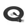 ACT Czarny 0,25 m kabel krosowy U/FTP CAT6A LSZH Slimline ze złączami RJ45, kątowy 90° w prawo na prosty