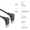 ACT czarny 3 metry U/UTP CAT6A LSZH Slimline patch kabel z wtykami RJ45 90° w dół na 90° w dół