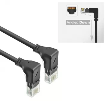 ACT Czarny 5 metrów U/UTP CAT6A LSZH wąski kabel krosowy z wtykami RJ45 90° w dół na 90° w dół
