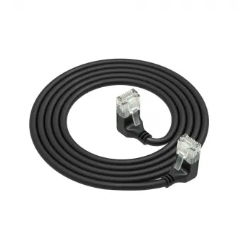 ACT Czarny 0,15 m U/UTP CAT6A LSZH Slimline kabel krosowy z wtykami RJ45 90° w dół na 90° w dół