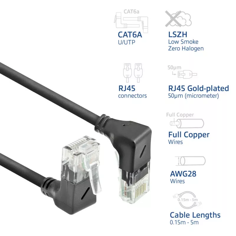 Kabel sieciowy ACT DD7930 Cat6a U/UTP patch kabel 0,15 m RJ-45 czarny