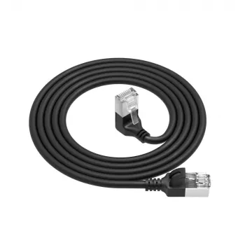ACT Czarny 0.5 m U/FTP CAT6A LSZH Slimline kabel krosowy z wtykami RJ45, 90° kątowy w dół do prostego