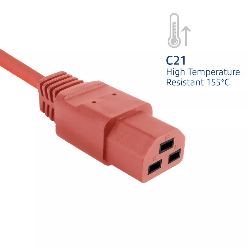 Kabel zasilający ACT C20–C21 IEC60320 czerwony 2,5 m, 16 A 250 V