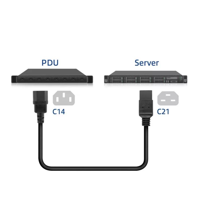 Przewód zasilający ACT C14 do C21 IEC60320 czarny 1 m, 250 V, 10 A