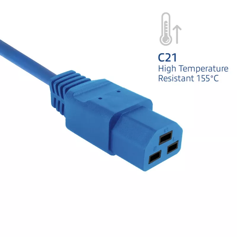 Kabel zasilający ACT C14 do C21 IEC60320 niebieski 1,5 m, 250 V 10 A