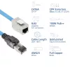 ACT Niebieski 80 metrów S/FTP CAT6A B2ca PoE++ 100W solidny prefabrykowany kabel instalacyjny, RJ45 męski – żeński