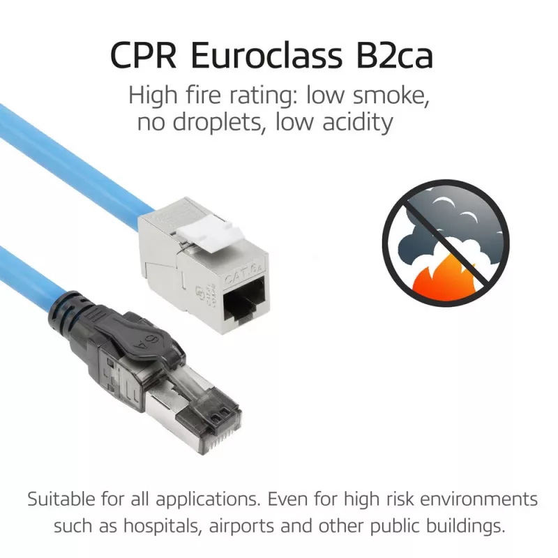 ACT niebieski 85 meters S/FTP CAT6A B2ca PoE++ 100W solid prefab installation kabel, RJ45 male – female