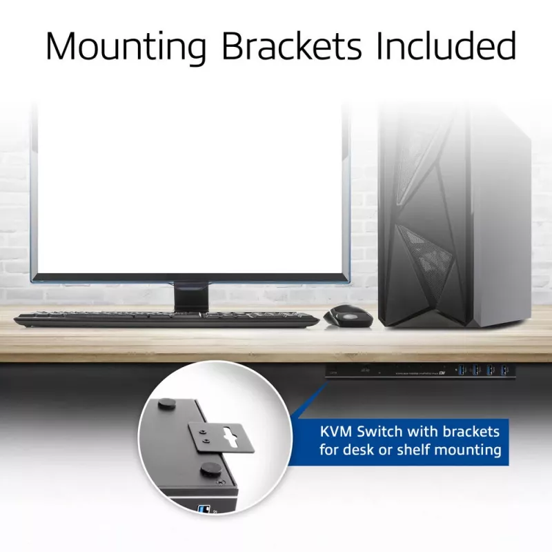 Przełącznik KVM ACT 2-portowy USB-C/HDMI 4K@60Hz AC7922 z klawiaturą/myszą USB, wideo HDMI, PD 100 W