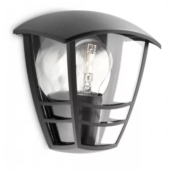 Lampa ścienna Philips myGarden Creek 60W E27 bez żarówki, Czarna, Metalowa, IP44, Ogród, Taras, II
