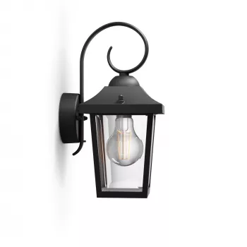 Lampa ścienna zewnętrzna Philips myGarden Buzzard 60W E27 Czarna Aluminium (bez żarówki)