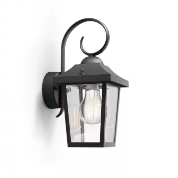 Lampa ścienna zewnętrzna Philips myGarden Buzzard 60W E27 Czarna Aluminium (bez żarówki)