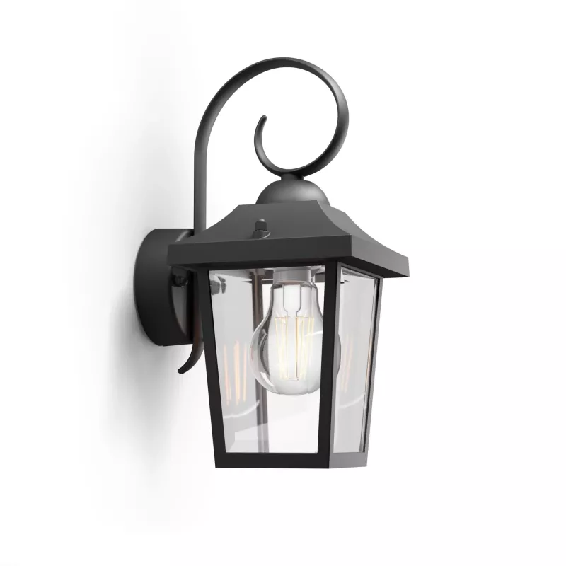 Lampa ścienna zewnętrzna Philips myGarden Buzzard 60W E27 Czarna Aluminium (bez żarówki)