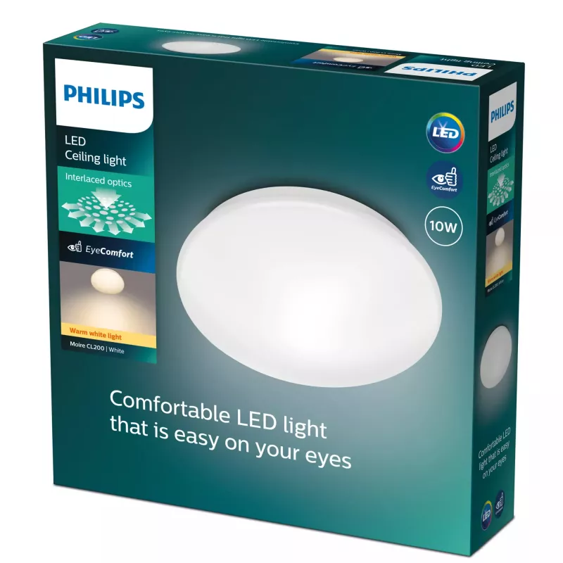 Philips Functional Moire Lampka sufitowa 10 W, LED, Niewymienne żarówki, 2700 K, 1000 lm, IP20, Biała