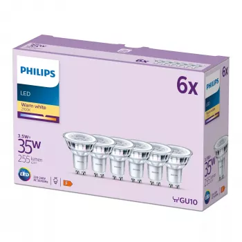Philips Spot 35W PAR16 GU10 x6, 3,5 W, 35 W, GU10, 255 lm, 15000 h, Ciepła biel