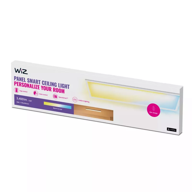 Sufitowy panel LED Signify WiZ Panel Ceiling 36 W prostokątny — 36 W, Wi‑Fi/Bluetooth, 220–240 V, biały