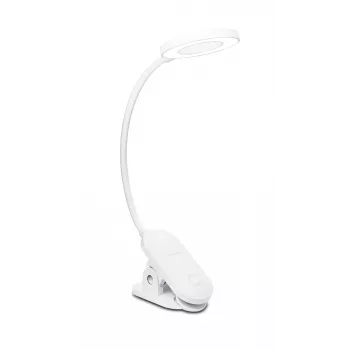 Lampka biurkowa z klipsem Philips Functional Forys, biała, tworzywo sztuczne, sypialnia, salon, biuro, nowoczesna, IP20, III
