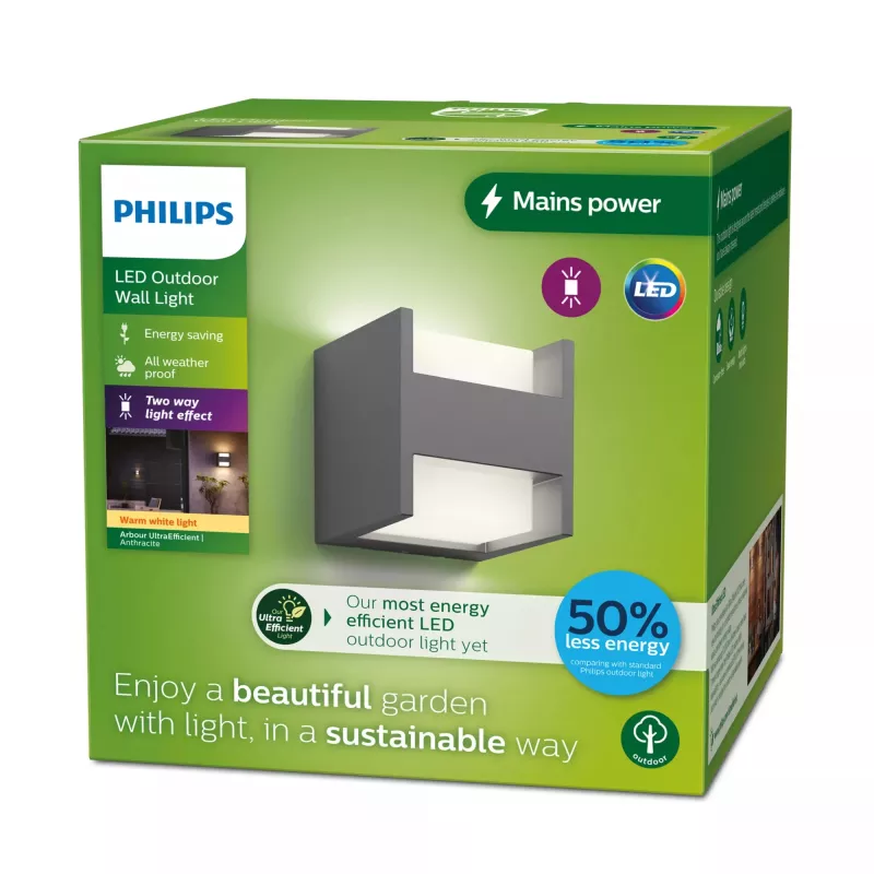 Kinkiet zewnętrzny Signify Philips Arbour Wall Light 3,8 W LED antracyt