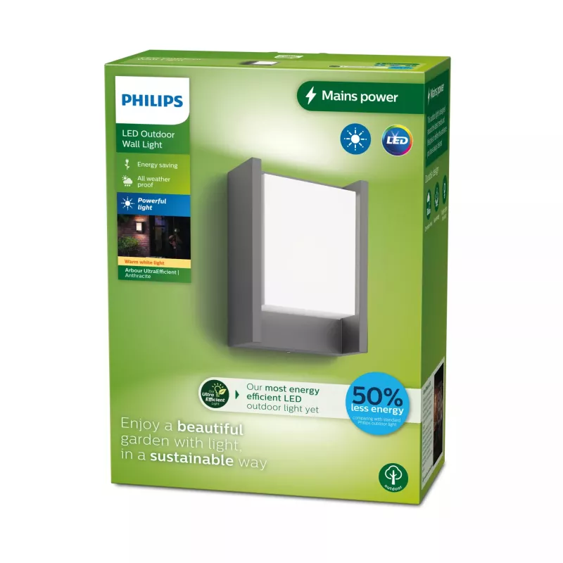 Lampa ścienna zewnętrzna Signify Philips Arbour 3,8W LED antracyt, 220–240V, 1-źródłowa