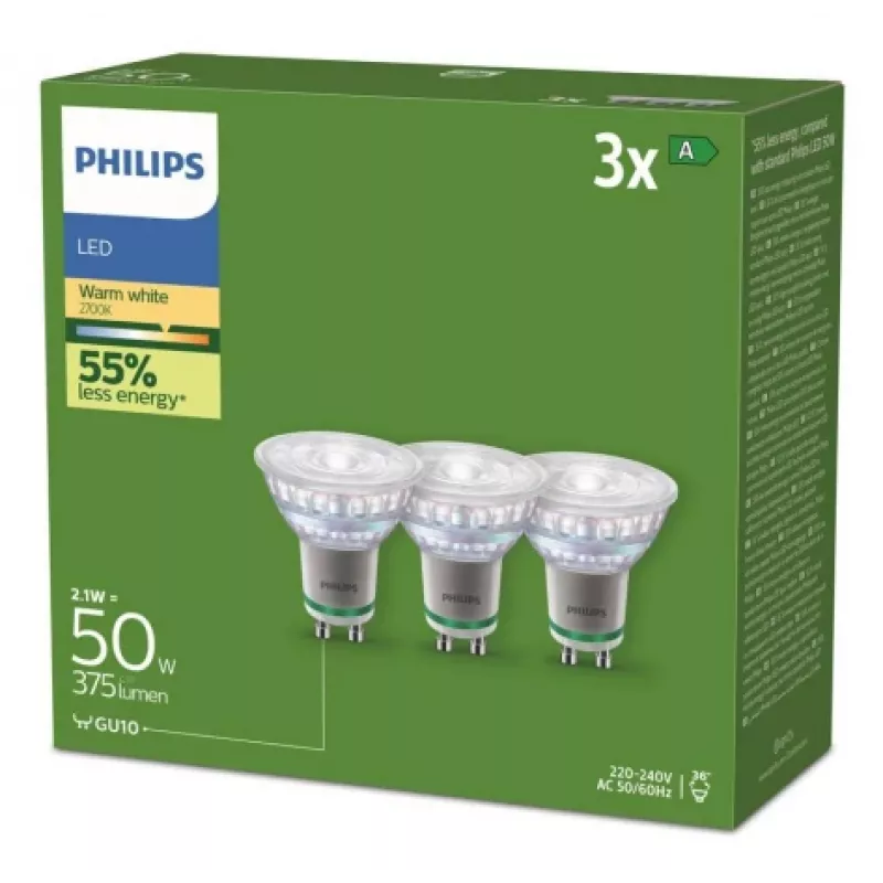 Philips 929003634693 Żarówka LED Ciepła biel 2700 K 2,1 W GU10 A