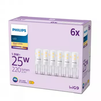 Philips Capsule 25 W G9 G9 x6, 1.9 W, 25 W, G9, 220 lm, 15000 h, Ciepła biel