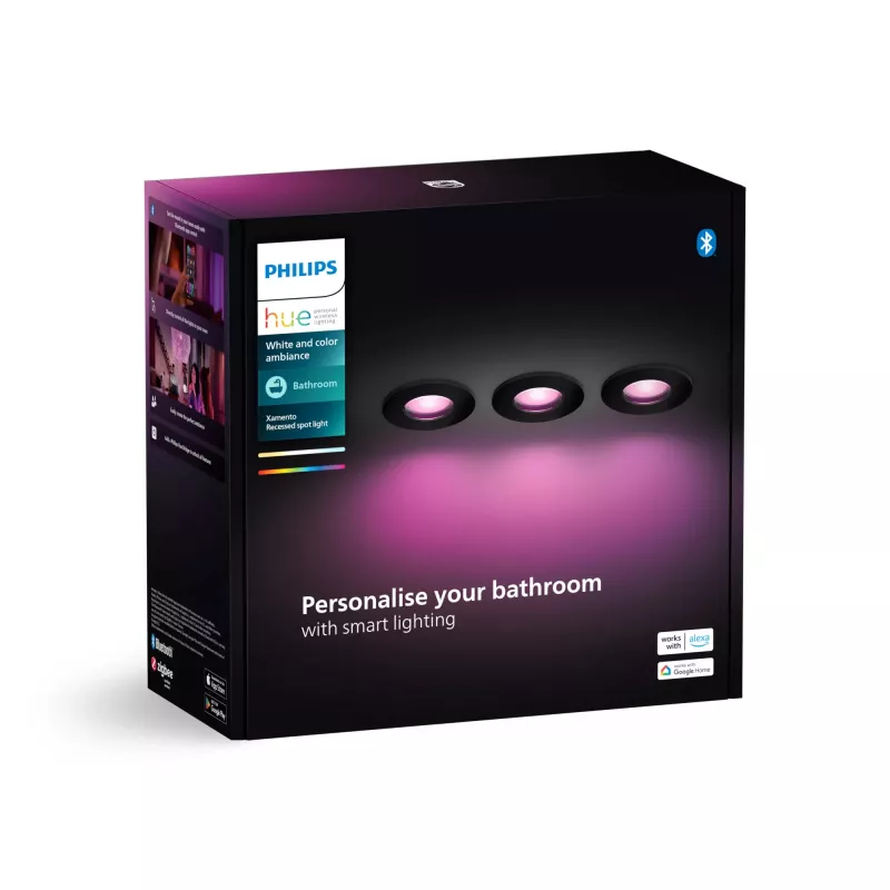 Philips Hue biały and colour ambience Trójpak wpuszczany punkt świetlny Xamento