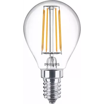 Philips Filamentowa świeca przezroczysta 40W P45 E14 x6, 4,3 W, 40 W, E14, 470 lm, 15000 h