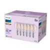 Philips Filamentowa świeca przezroczysta 40W P45 E14 x6, 4,3 W, 40 W, E14, 470 lm, 15000 h