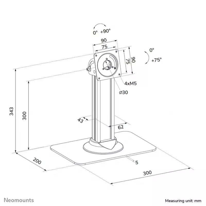 Podstawka stołowa do tabletów Neomounts DS15-631BL1 — uniwersalny blokowany uchwyt, obsługa do 3 kg, czarna