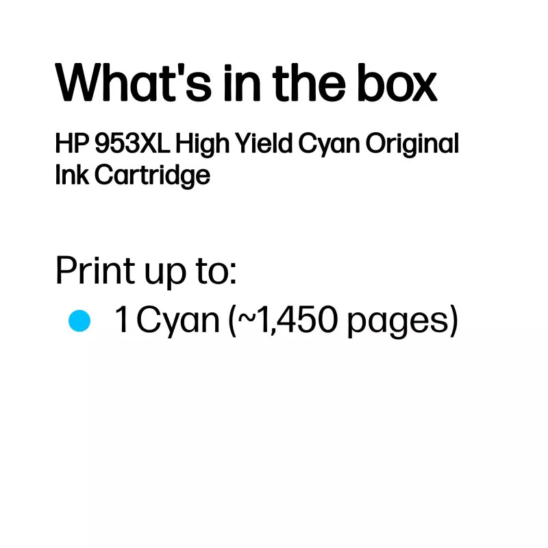 HP 953XL High Yield cyjan Oryginalnyna kaseta z tuszem, cyjan, 1 szt., 1450 stron