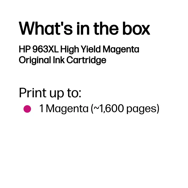 HP 963XL High Yield magenta Oryginalnyna kaseta z tuszem, magenta, 1 szt., 1600 stron
