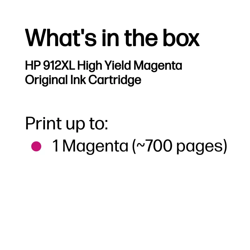 HP 912XL High Yield magenta Oryginalnyna kaseta z tuszem, magenta, 1 szt., 700 stron