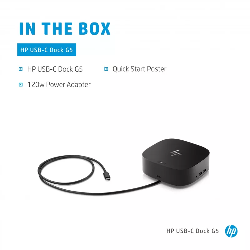 Stacja dokująca HP USB-C Dock G5 przewodowa USB 3.2 Gen 1 Typ-C czarna 100 W