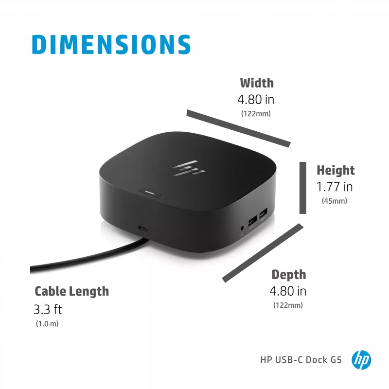 Stacja dokująca HP USB-C Dock G5 przewodowa USB 3.2 Gen 1 Typ-C czarna 100 W