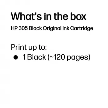 HP 305 Czarny oryginalny wkład atramentowy, Czarny, 1 szt., 120 stron
