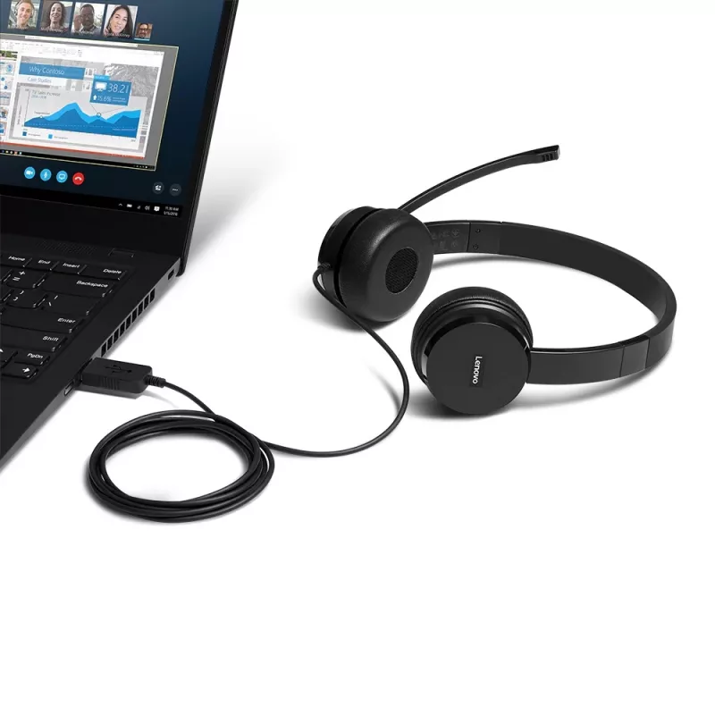 Lenovo 4XD0X88524 zestaw słuchawkowy Przewodowy na głowę Biuro/Call center Czarny