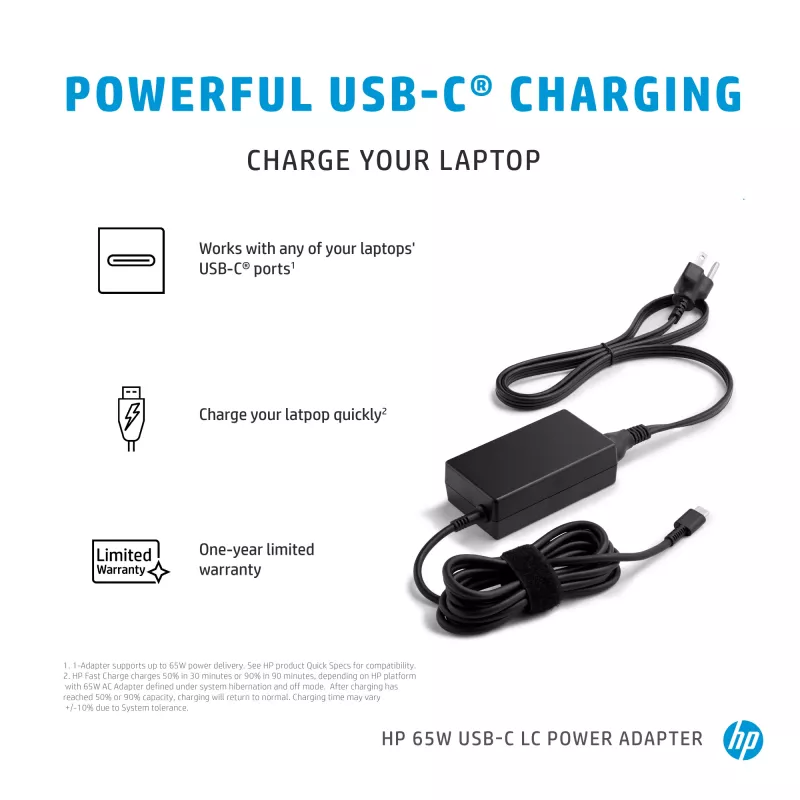 HP 65W USB-C LC zasilacz Laptop Indoor 65W Czarny