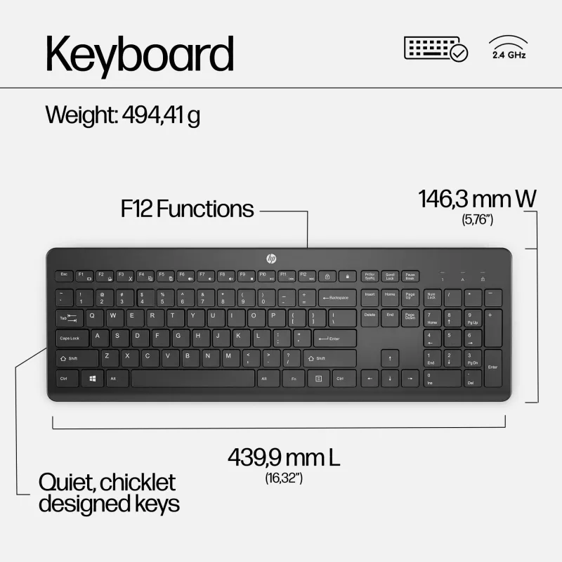 HP 230 Wireless mysz and klawiatura Combo