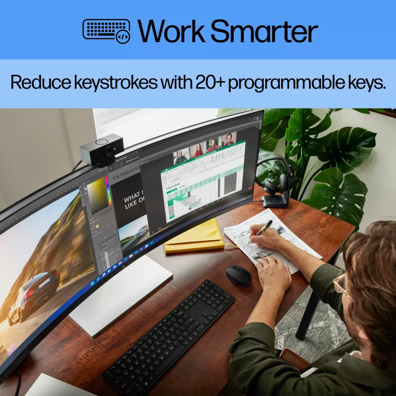 HP 450 Programowalna klawiatura bezprzewodowa pełnowymiarowa RF Wireless USB czarna