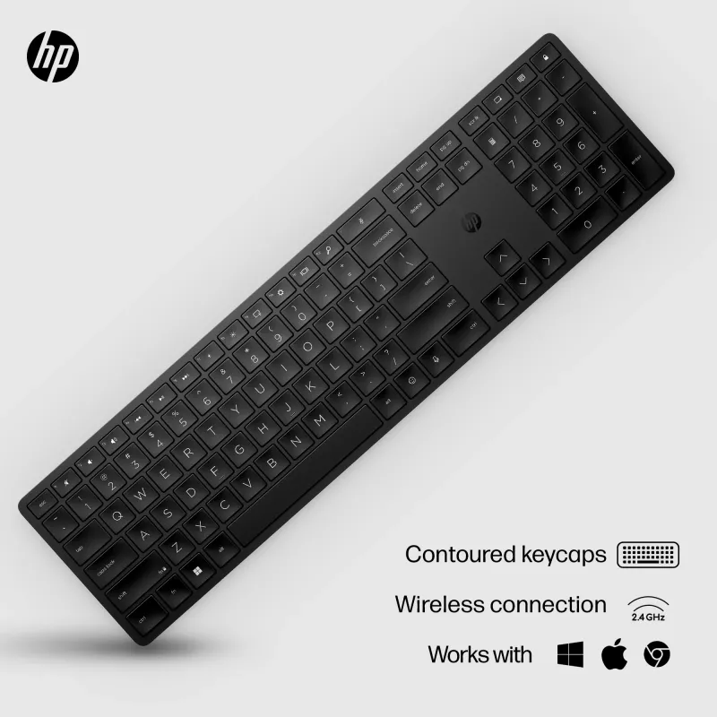 HP 450 Programmable Wireless klawiatura pełnowymiarowa klawiatura RF Wireless USB czarna